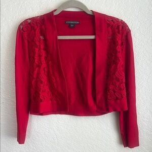 Covington Women's Lace-Accent Red Cardigan